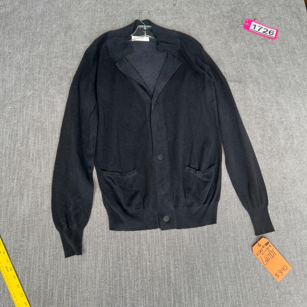 Mauro Grifoni Cardigan Sweater Mens 50 Black Knit Minimalist Chic Button Front
